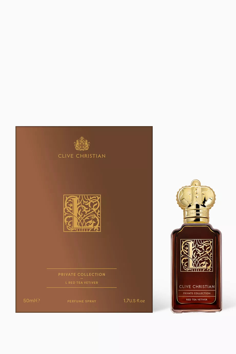 Clive Christian Red Tea Vetiver Eau de Parfum 50ml luxury perfume bottle with gold crown cap Find Online Today.