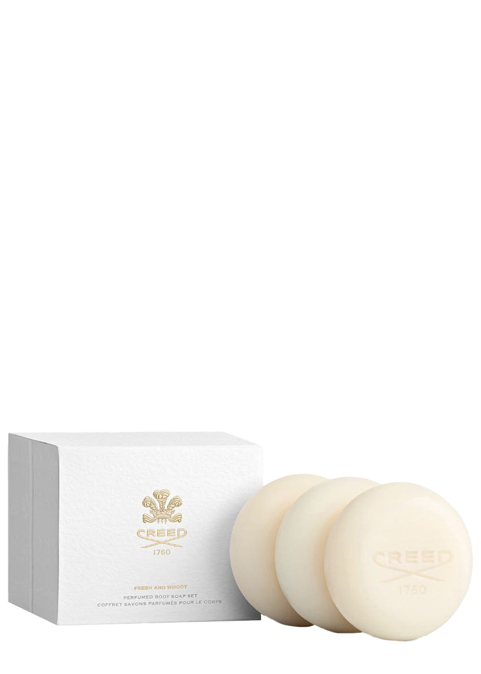 Creed Fresh & Woody Perfumed Soap Gift Set 3x150g luxury scented soap collection Available for Online Purchase at Blue Salon Qatar