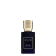 A luxury bottle of Ex Nihilo Lust in Paradise Extrait de Parfum. The rectangular bottle is made of deep midnight-blue transparent glass with a gold-bordered label featuring the brand and fragrance name in gold typography. It is topped with a heavy, intricately textured gold cap, set against a seamless white background.