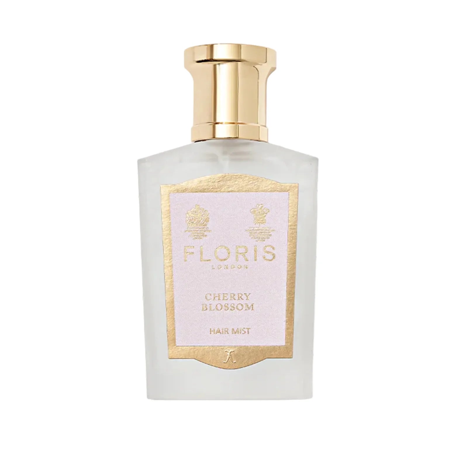 Floris Cherry Blossom hair mist bottle on a white background.