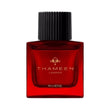 Red Thameen Riviere Extrait de Parfum bottle with a square glass body and a black ribbed cap, featuring gold-toned branding.