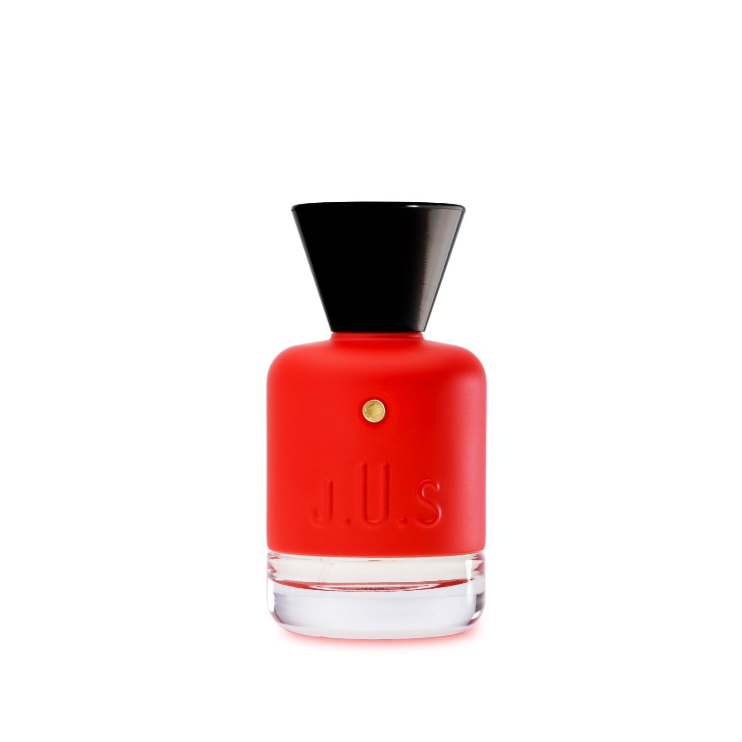 J.U.S Noir Essence Eau de Parfum in a bold red glass bottle with black cap and minimalist design – Exclusive Online