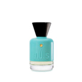 J.U.S Eau de Parfum in a turquoise glass bottle with black cap and minimalist design – Shop Now Online