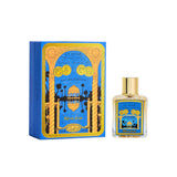 L.T. Piver Rêve d’Or Eau de Parfum 100ml bottle with gold cap displayed beside a blue and gold vintage-style box featuring ornate French artwork, Shop Now Online.