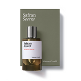 Discover Safran Secret by Maison Crivelli. A high-concentration Extrait de Parfum featuring warm, spicy saffron notes in a signature 50ml luxury glass bottle.