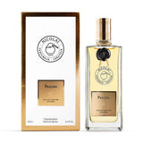 The 100ml Nicolaï Pavlova perfume bottle standing next to its elegant white and gold-trimmed presentation box against a clean white background.