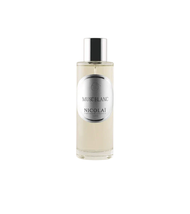 Perfume bottle with 'Eau Avenise Nicolai' label on a white background.