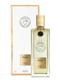 The large 250ml glass bottle of Nicolaï Patchouli Intense standing next to its tall, white and gold-bordered presentation box. The bottle features a black wax seal and gold label.