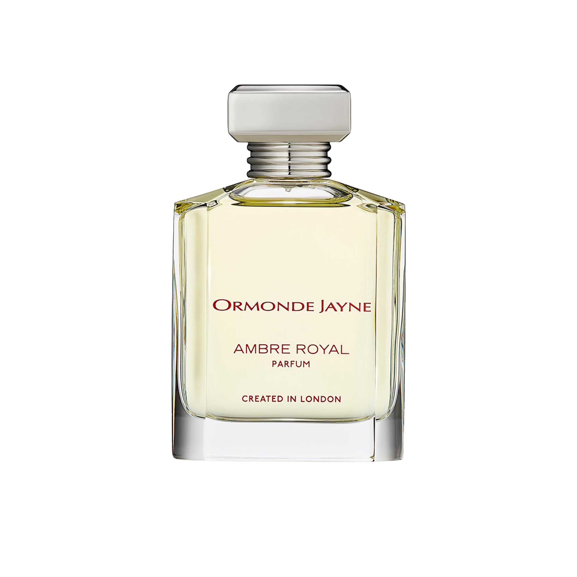 Experience Ormonde Jayne Ambre Royal Parfum (88ml). A regal and warm fragrance featuring notes of amber, roses, and jasmine with a smooth, balsamic cedar finish.