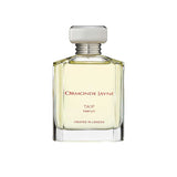 An 88ml bottle of Ormonde Jayne Ta'if Parfum. The clear, rectangular glass bottle is filled with a pale gold liquid and topped with a silver tiered neck and rectangular cap.