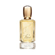 Clear rectangular glass perfume bottle with a gold-toned cap, embossed feather design, and "Plume IMPRESSION" text. Contains