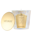 The Marrakech Tea scented candle in a tapered emerald green glass holder, showcasing a gold star-patterned label and the embossed Xerjoff emblem.