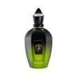 XERJOFF BLENDS PERSEVERANZA parfum bottle with a black to lime green gradient finish, faceted sides, and a black pointed cap.