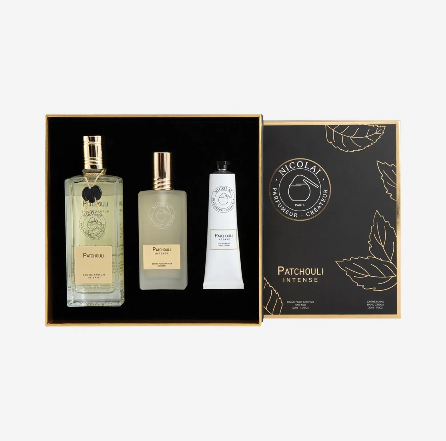 Nicolai Gift Set Patchouli Intense EDP 100ml Hair Spray 50ml Hand Cream