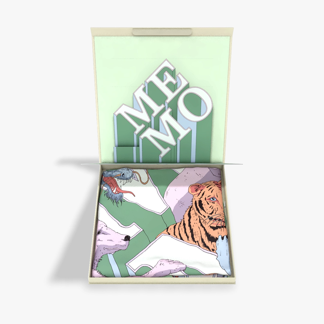 Memo Animals Silk Scarf 90x90cm